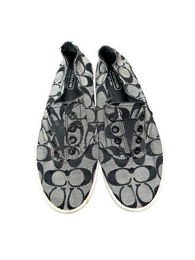 Coach Slip-On Sneakers in Black and Gray Signature Canvas